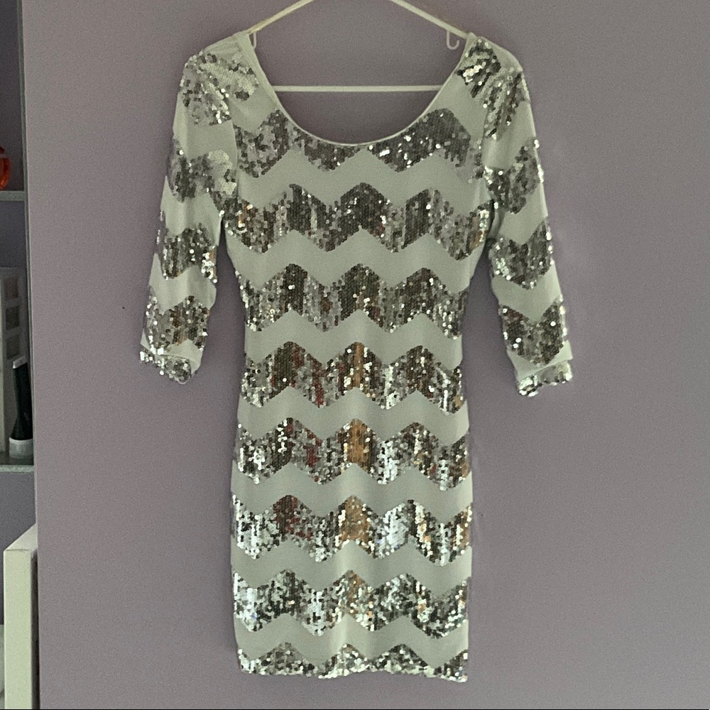 Charlotte Russe Metallic Zigzag Long Sleeve Dress